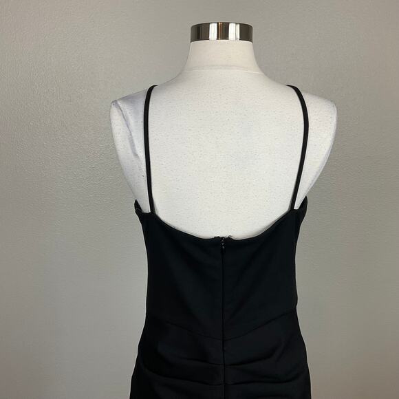 XSCAPE Sleeveless Halter Thigh Slit Long Evening Gown Black Size 14 Formal Dress - Picture 9 of 12